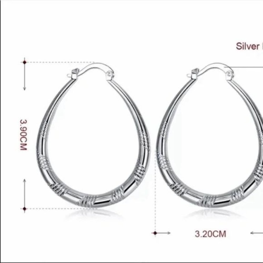 NEW 925 STERLING SILVER HOOP EARRINGS, NICE EARRINGS, CUTE EARRINGS. - Picture 4 of 6
